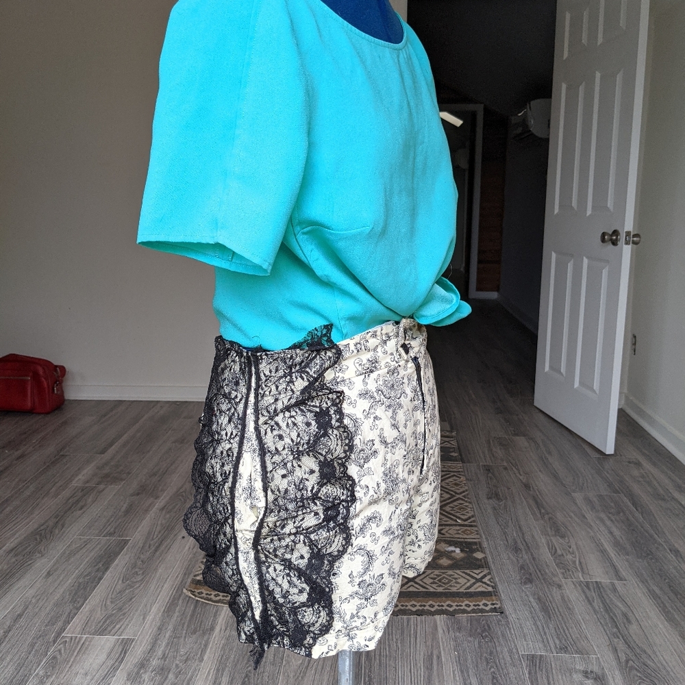 Handmade High Waisted Toile and Lace Shorts